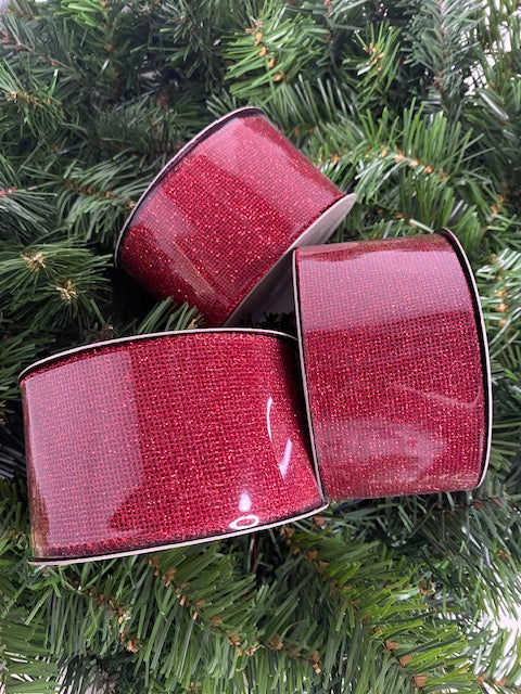 Glitter Mesh Mini Square Christmas Ribbon, D Stevens 2.5"x10yards