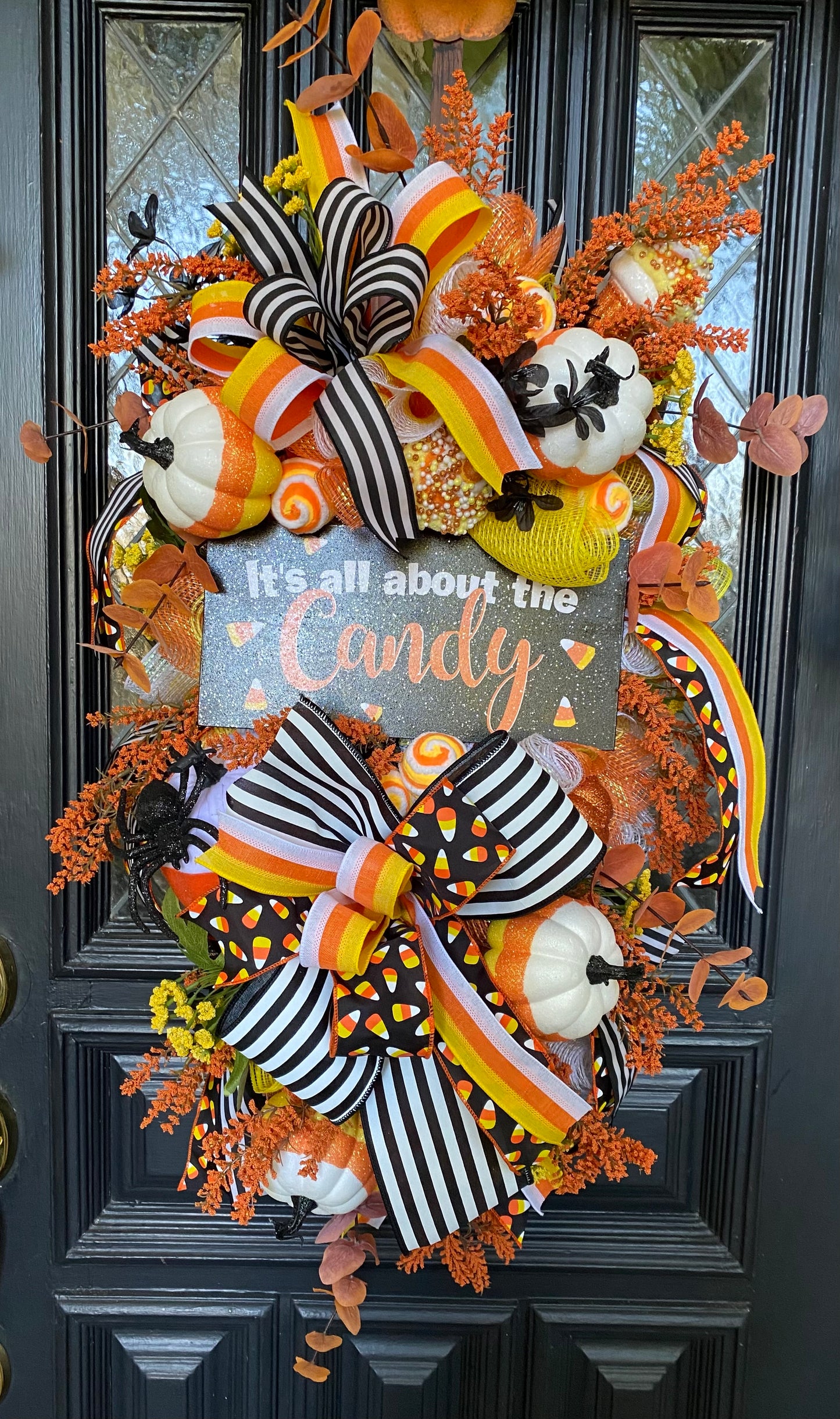 Wreath-Candy Corn Swag Halloween Wreath