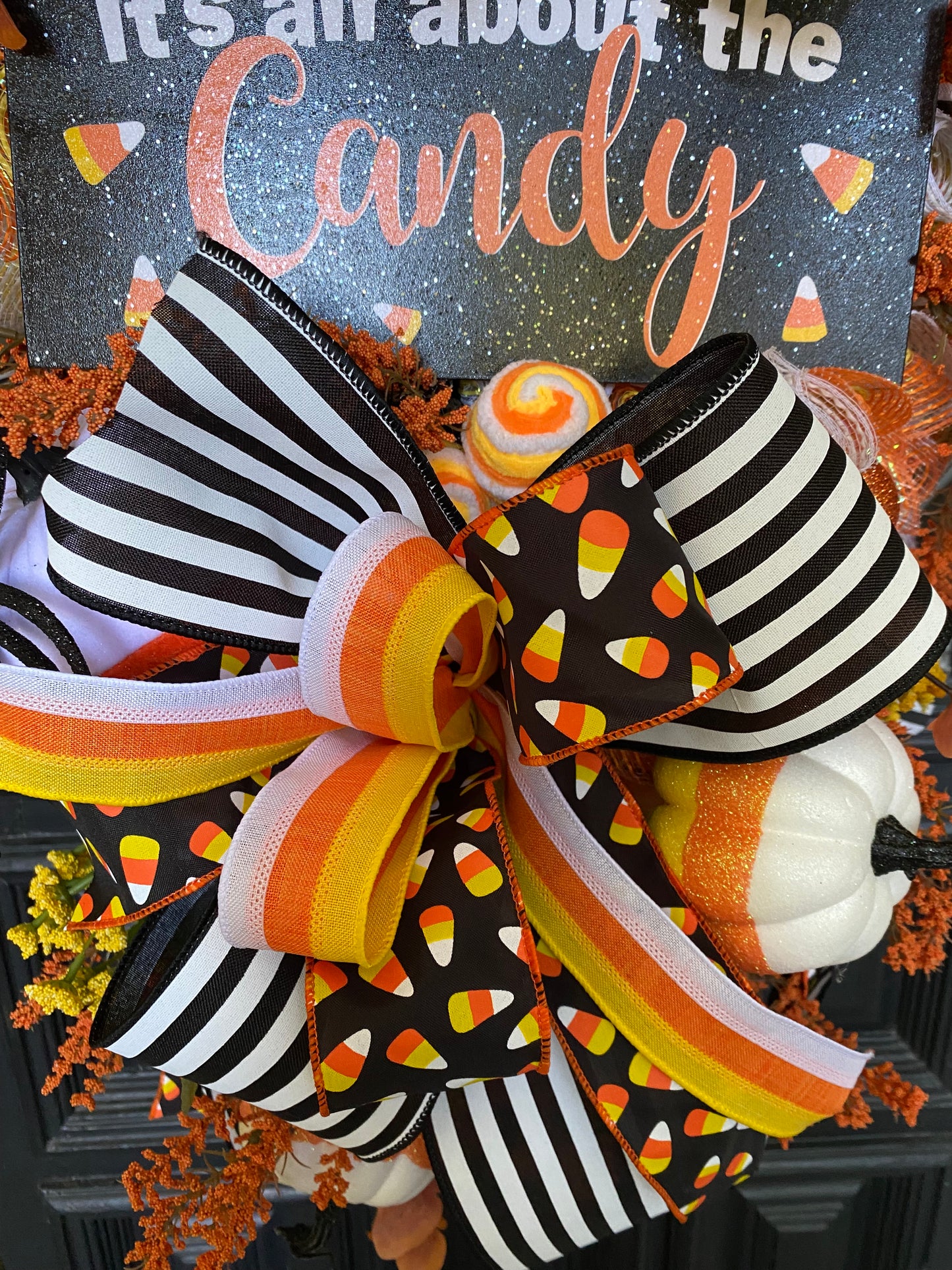 Wreath-Candy Corn Swag Halloween Wreath