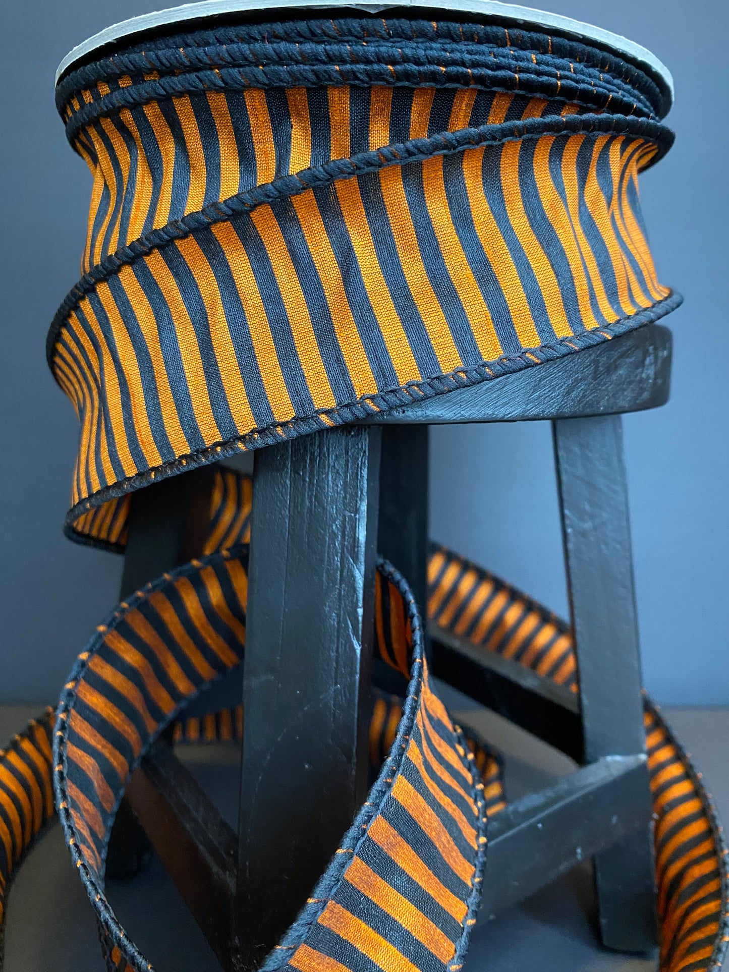 25yds Halloween Orange and Black Stripe D. Stevens Ribbon