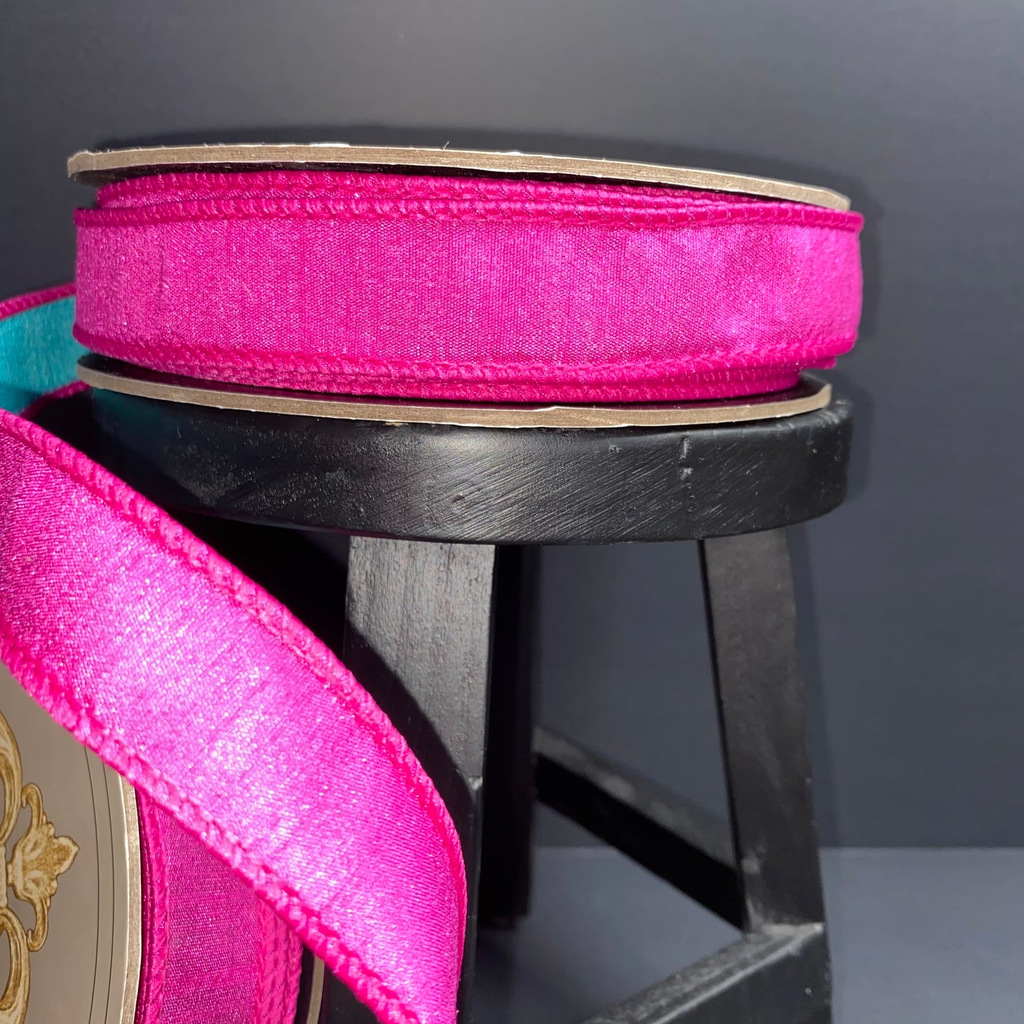 D Stevens Teal Hot Pink Ribbon 1"x25yds