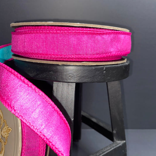 D Stevens Teal Hot Pink Ribbon 1"x25yds