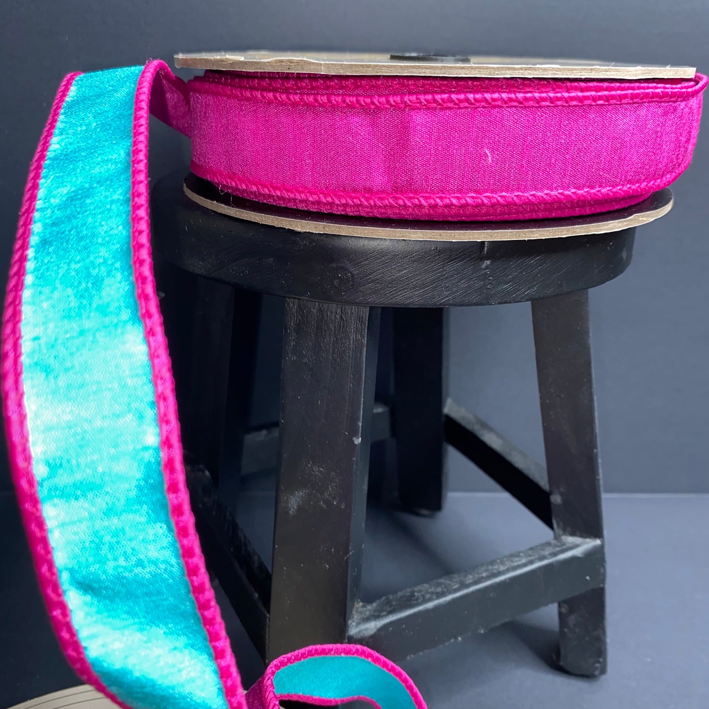D Stevens Teal Hot Pink Ribbon 1"x25yds