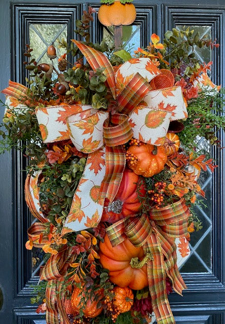 Fall Swag Wreath, Autumn Wreath, Thanksgiving Wreath, Fall Door Decor